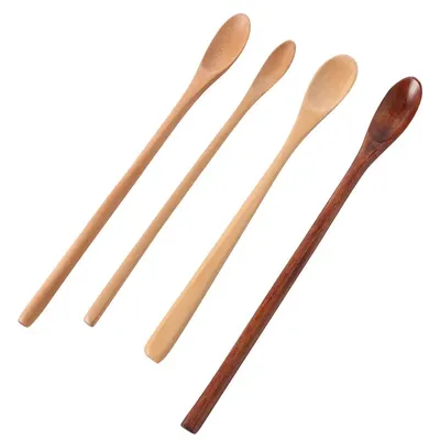 Wood Spoons Cooking Honey Sugar Spoon Tea Coffee Stirring Spoons Long Handle Honey Tea Coffee Soup