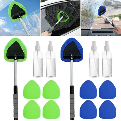 Window Scraping Mist Eliminator Microfiber Car Window Cleaner Telescopic Windshield Cleaning Tools