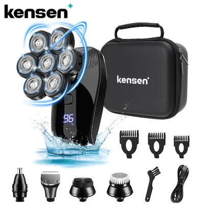 Kensen 5 In 1 Electric Shaver 7D Floating Cutter Head Rechargeable Shaver Kit For Men IPX6