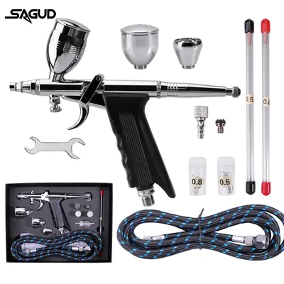 SAGUD Professional Airbrush Kit 0.3/0.5/0.8mm Nozzle Needle Accessories Suitable for Nail Art Tattoo