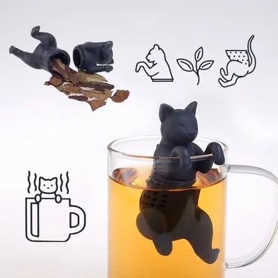 Cat Silicone Tea Infuser Filter Reusable Silicone Animal Tea Bag Coffee Tea Leak Kitchen Teabag