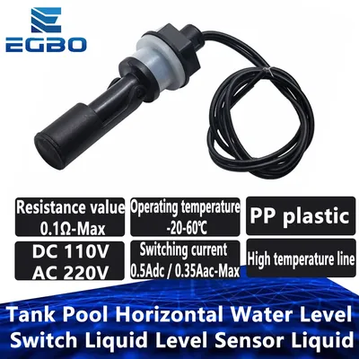 1Pcs Tank Pool Horizontal Water Level Switch Liquid Level Sensor Liquid PP Plastic Ball Float Switch