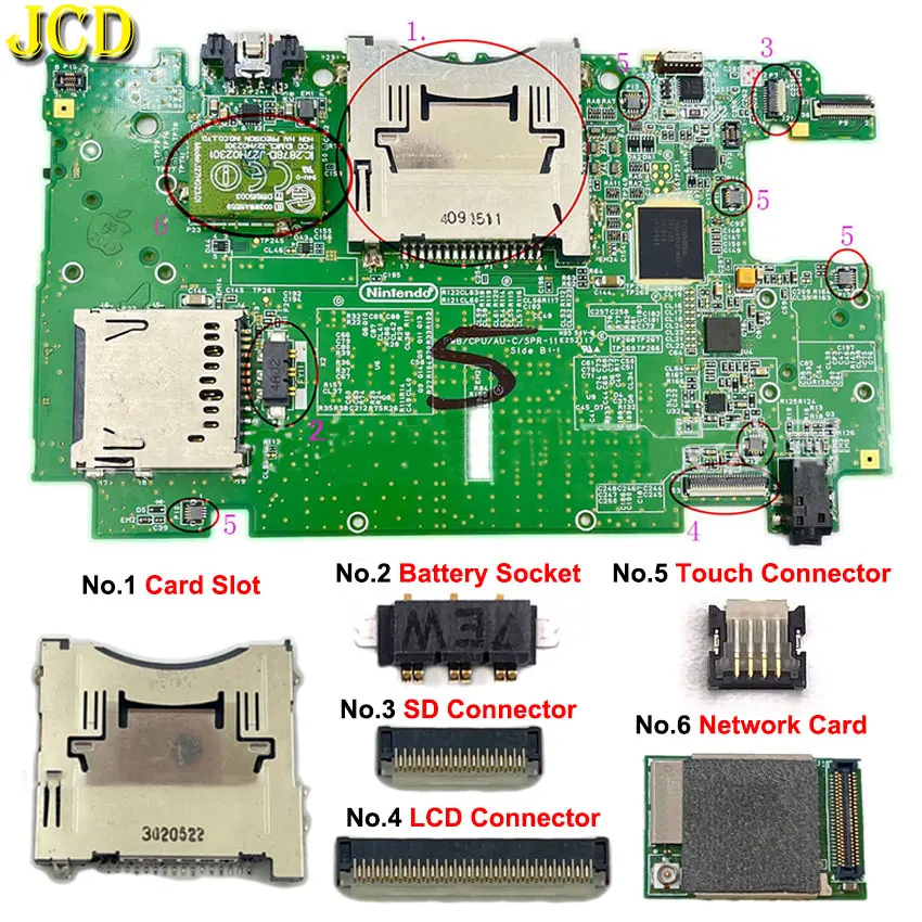 4/29/53Pin FPC Female Socket Motherboard Battery Holder Network Card Slot LCD Display Screen Flex Cable Connector For 3DS LL XL