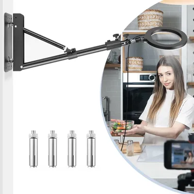 Photography Wall Mount Triangle Boom Arm 54"/137cm Aluminum Alloy Background Stand with Triangle