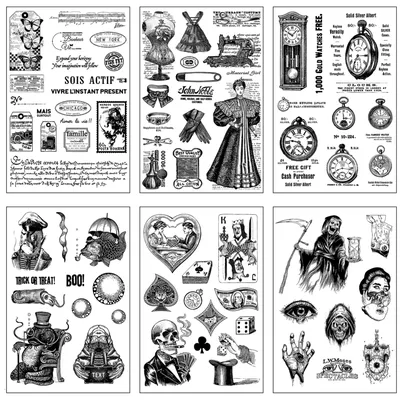 11*16cm Retro Clock Clothing Clear Stamps Vintage Silicone Stamp for DIY Scrapbooking Card Making