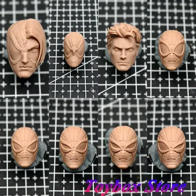 1/12 Scale Marvel Spider-Man Unpainted Head Sculpt Battle Damage Anime Peter Parker White Model For Mafex Shf Ml Mezco Body