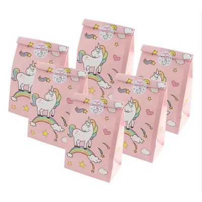 12PCS Unicorn Theme Custom Make Kraft Paper Bag Paper Food Bag for Party Supplies
