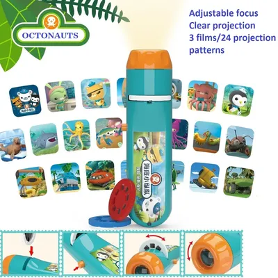 Original Octonauts Projection Flashlight Bedtime Learning Story kawaii Anime Action Figure Clear