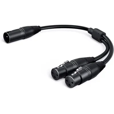 50cm XLR Splitter Cable Male to Dual Female Y-Splitter 3Pin Balanced Microphone Line Foil Braided Shielded For Microphone