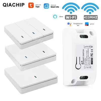 Tuya WiFi Smart Switch RF 433MHz MiNi Wireless Smart Home Receiver Relay Remote Control 110V 220V