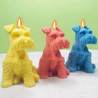 Schnauzer Silicone Candle Mold Animal Dog Soap Resin Painting Plaster Making Cute Puppy Chocolate