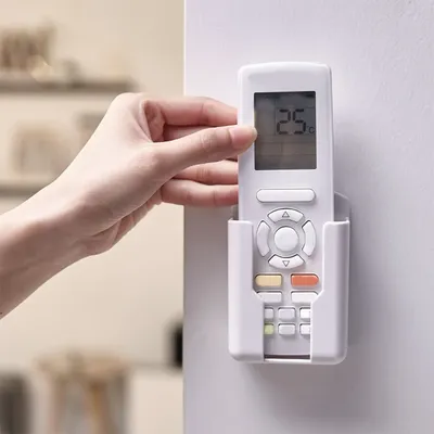 Universal White Air Conditioner Remote Control Mobile Phone Plug Holder Wall Mounted Box Storage For