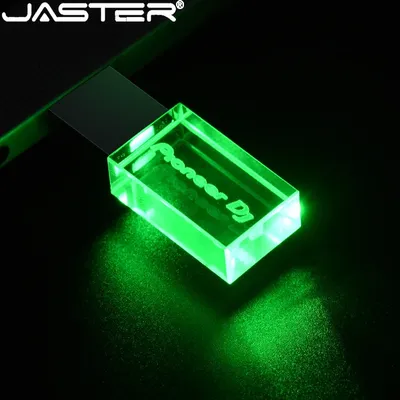 Custom Logo Pen Drive 128GB Fancy Crystal USB Flash Drives 64GB Colorful LED Pendrive 32GB U stick