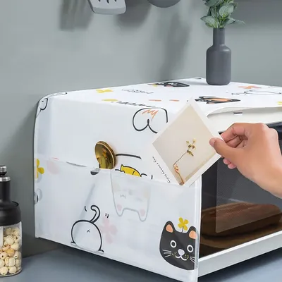 Microwave Dust Cover with Pocket Reusable Microwave Cover with Cartoon Design To Prevent Dust and
