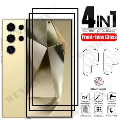 4 in 1 For Samsung S25 S24 Ultra Plus S23 S22 FE A56 A36 A15 A16 9HD Screen Protector Full