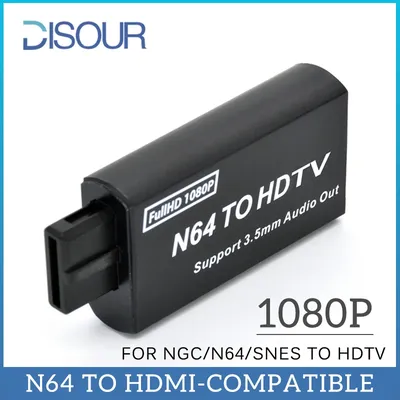 DISOUR 1080P N64 to HDMI-compatible Converter Game Adapter Plug and Play HD Cable Adapter for