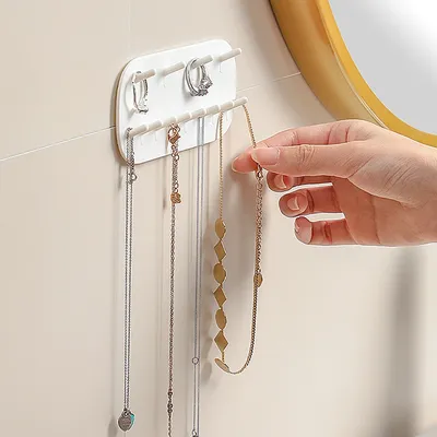 Multifunctional Jewelry Storage Rack Hook Wall Mounted Ring Earring Necklace Women Display Rack Key