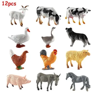 Mini Farm Animal Figurines Wild Lion Simulation Animals Tiger Elephants Action Figures Wild Model