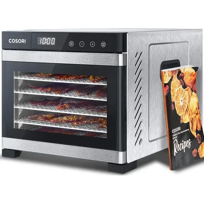 Food Dehydrator for Jerky, Large Drying Space with 6.48ft², 600W Dehydrated Dryer, 6 Stainless Steel