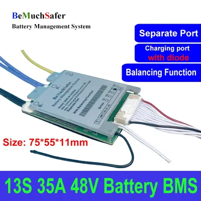 BeMuchSafer 13S 35A 30A 48V Battery BMS With On/Off Switch Balance Function Temperature Sensor