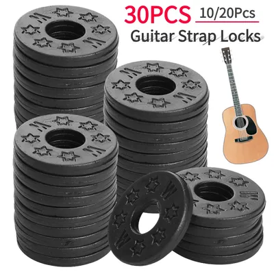 10/20/30PCS Guitar Strap Locks Blocks Rubber Safety Lock Protector for Bass Ukulele Acoustic Classic