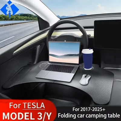For Tray Table For Tesla Model 3/Y2017-2025Folding Car Steering Wheel Board Laptop Foldable Desk