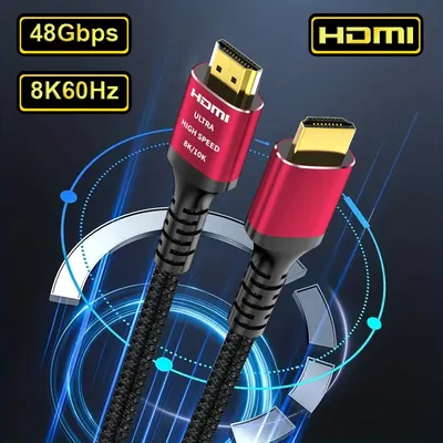 8K 10K HDMI Cable 48Gbps HDMI 2.1 Cable Braided Cord-4K120Hz 8K60Hz, HDCP 2.2 & 2.3,HDR Compatible