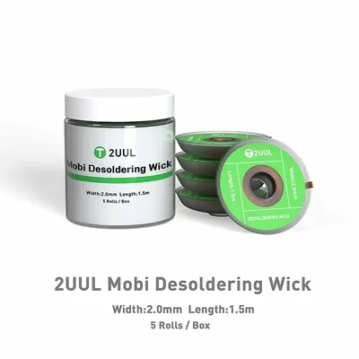 2UUL DW01 5Rolls/Box Mobi Desoldering Wick for Mobile Phone Motherboard Repair 2.0mm 1.5m PCB