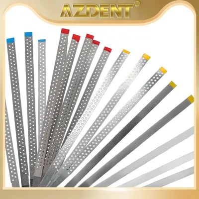 AZDENT Dental Diamond Polishing Strips 5pc Stainless Steel Orthodontic IPR Strip Fine Medium Single/Double Side Composite Polish