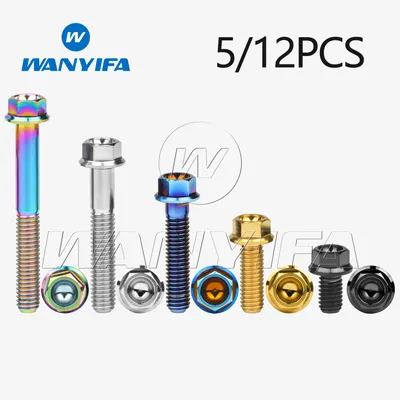 Wanyifa Titanium Bolt M6x10-100mm Flange Hex Head Screws for Bicycle Motorcycle Car Modification