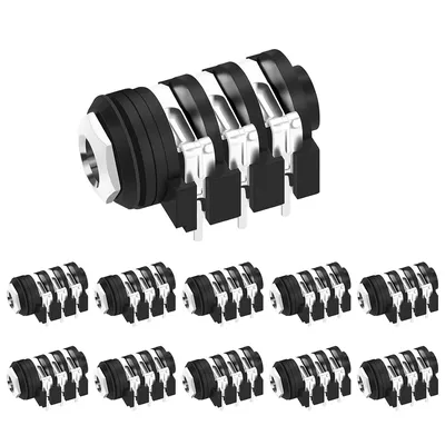 DAIERBUM 10PCS 1/4 Jack Female 6.35mm Jack Stereo 1/4 inch Guitar Pedal Input Jack Socket PCB Mount