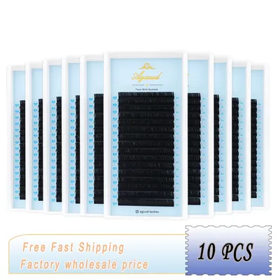 AGUUD 10 Cases/Lot Eyelash Extension Individual Lashes Matte Black Russian Volume Lash Extension