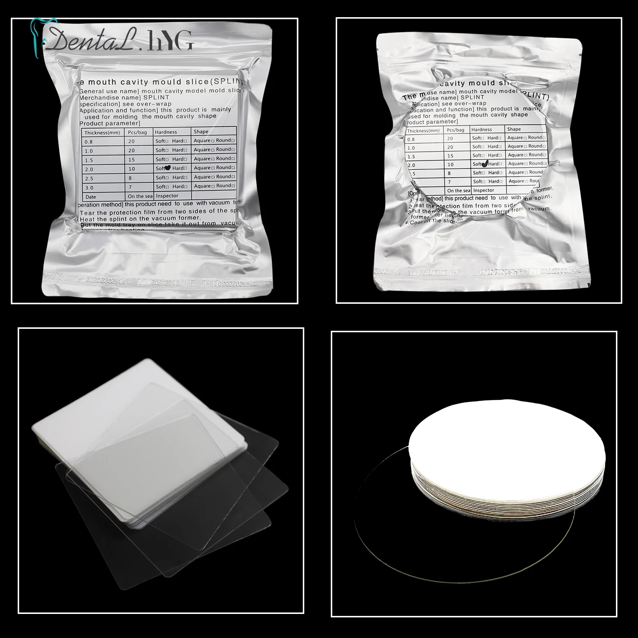 Dental Lab Splint Thermoforming Materials Sheet Vacuum Forming Hard Soft Denture Model Retainer Slice Square Round Dentist Tools