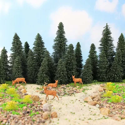 Model Pine Trees Green Pines H0 N Z Scale 1:87 Model Moose Deer Model Railway Layout Mini Scenery