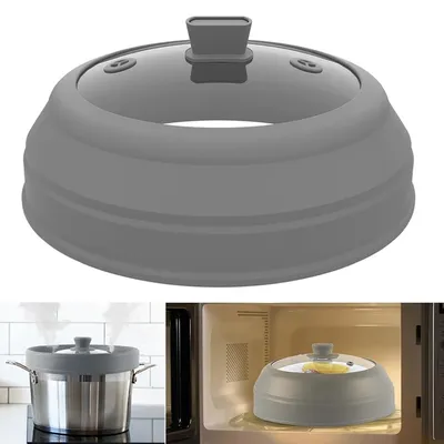 Microwave Splatter Cover Glass Microwave Cover for Food 10.5inch Foldable Microwave Plate Cover