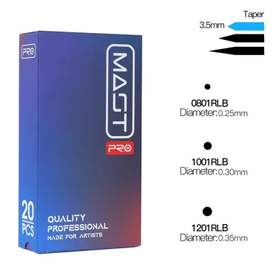3.5mm Taper Pro 20pcs 1RLB 3RLB 08/10/12 Sterilized Tattoo Cartridge Needle Makeup Permanent Round