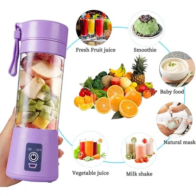 Portable Fruit Juice Cup USB Rechargeable Electric 6 Blades Juicer Cup Machine Mini 380ml Blender