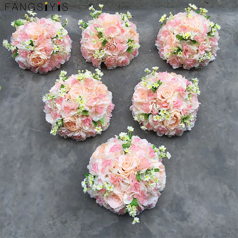 Custom Artificial Flower Ball Wedding Table Flower Party Stage Backdrop Layout Home Decor New Hydrangea Rose Road Lead Flower