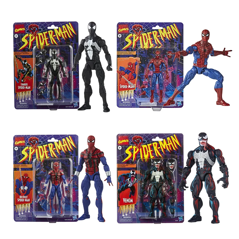 Anime Marvel Legends Spider-Man Symbiote Action Figure Retro Venom Deadpool Figures PVC Model Spiderman Ben Reilly Toys Gifts