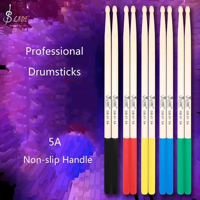 SLADE 1 Pair 5A Maple Drumsticks Professional Wooden Percussion Accessories 5 Colors Drum Mallets