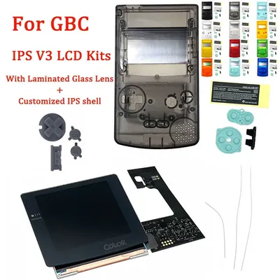 2021 IPS V3 Gray Laminated LCD Screen Kits with Variable Light Logo for GBC Highlight Backlight