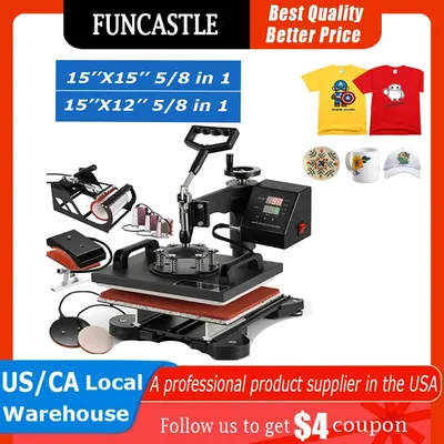 5/8 in1 Heat Press Machine DIY T-shirt Hot Presse Embossing Sublimation Printer Transfer for Mug Hat