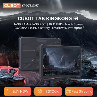 Cubot TAB KINGKONG, Rugged Tablet Android 13, IP68 Waterproof, 16GB RAM(8GB+8GB Extended), 256GB