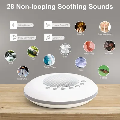 Baby White Noise Sound Machine Built-in 28 Soothing Sounds 4 Timer & Memory Function USB