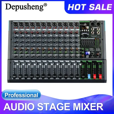Professional Console 12-Channel Audio Mixer with 99 Effects for Live Stage Concerts
