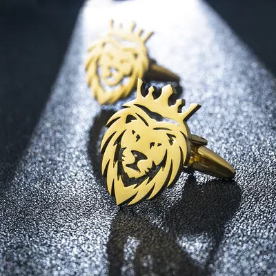 Tangula Punk Crown Lion Cufflinks Stainless Steel Men Animal Hip Hop Rock Party Accessories Groom