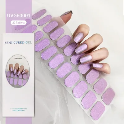 22Tips Nude Semi-Cured Gel Nail Patch Slider Adhesive Waterproof Long Lasting Aurora Full Cover Gel