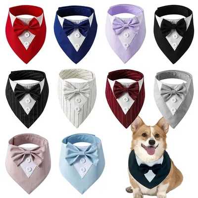 Formal Pet British Wedding Suit Gentleman Scarf Bow Tie Collar Dog Triangle Towel Saliva Towel Pet