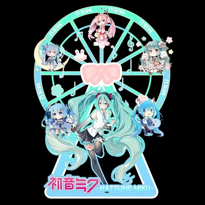 14CM New Anime Hatsune Miku Figure Kawaii DIY assembly Standing Tabletop Rotating Ferris Wheel