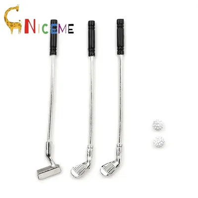 5Pcs 1:12 Dollhouse Miniature Furniture Metal Golf Clubs Set Pretend Play Toys Doll House Decoration Accessories
